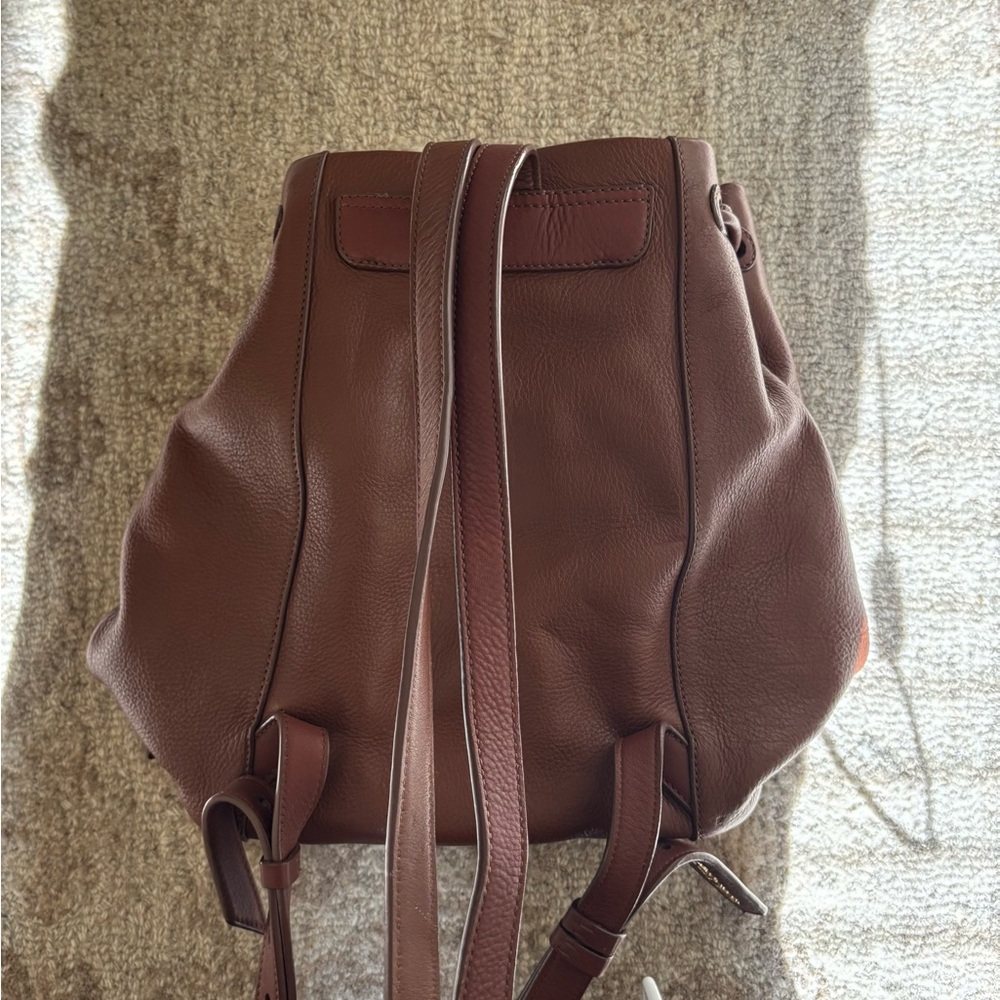 Brown Leather Drawstring Backpack - Picture 2 of 3
